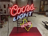 Coors Light Neon Sign w/ Texas State Outline