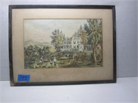 “The Farmers House” Lithograph Currier & Ives
