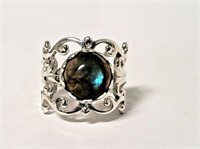 Sterling Silver Labradorite Filigree Ring SJC