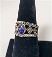 Sterling Silver Lapis Tribalism Ring SJC