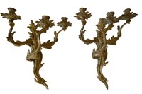 Pair Fine Gilt Acanthus Leaf Sconces