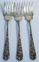 STERLING STIEFF ROSE SALAD FORKS (3)