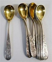 A.E. WARNER STERLING ENGRAVED HOT CHOCOLATE SPOONS