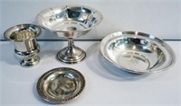 STERLING DISHES, SALT & WEIGHTED COMPOTE