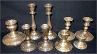 STERLING WEIGHTED CANDLESTICKS (9)