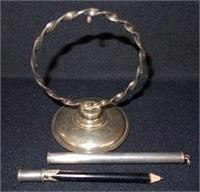 STERLING POCKET WATCH HOLDER & PENCIL (2)