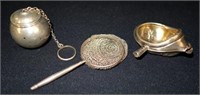 STERLING & PLATED TEA STRAINERS (3)