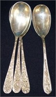 STIEFF STERLING REPOUSSE SERVING SPOONS (4)