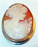 CAMEO PIN with GOLD BEZEL