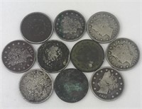 (10) Liberty V Nickels 1901-1912 Mix