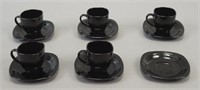Small Espresso Black Square Tea Cups & Saucers