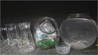 Misc Glass Containers incl Pyrex 32 oz Pitcher