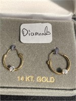 14 karat gold and diamond earrings