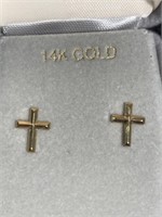 14 karat gold crosses earrings