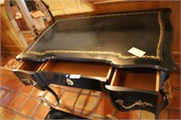 BLACK WRITING DESK W/INLAID LEATHER TOP