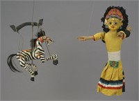2 Vintage Nepal Handmade Marionettes