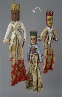 3 Vintage Wooden Head Indian Puppets