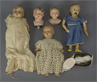 Plastic & Tin Dolls & Heads - One Doll Wig