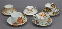 5 Handpainted Tea Cups & Saucers