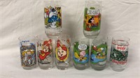 8 Vintage Character Glasses 1968 Peanuts