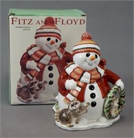 Fitz & Floyd Woodland Snowman Cookie Jar
