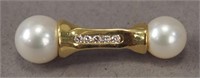 18K Yellow Gold Akoya Pearl & Diamond Pendant