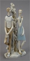 Italian Porcelain Figurine - Male & Female Leaning