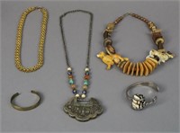 5 Assorted Jewelry Pieces - Cuffs - Necklaces