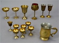14 Assorted Brass Goblets & Drinking Cups