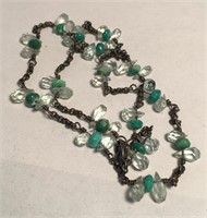 Sterling Necklace, Turquoise & Crystal Beads