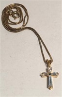 Sterling & Cubic Zirconia Cross Pendant Necklace