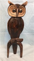 18" Vintage Wood Owl Fence Topper