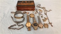 Tie Tacks, Cuff Links, Rosary, Watches Lot