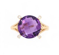 Amethyst & Diamond 14k Yellow Gold Ring