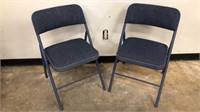 2 Navy Blue Cushioned Folding Chairs