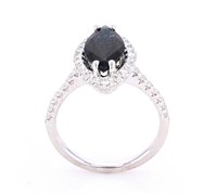 Dark Blue Sapphire & Diamond 18K Gold Ring