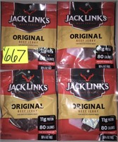4-2.6oz Jack Links original beef jerky exp 2-2022