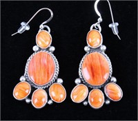 Navajo Spiny Oyster & Sterling Silver Earrings