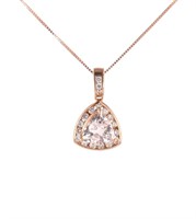 Trillion Morganite & Diamond 14k Gold Necklace