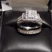 10K White Gold (3/4 Carat) Diamond Cushion