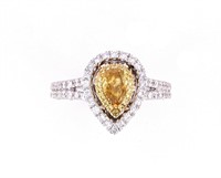 Rare Natural Fancy Cognac - Green Diamond Ring