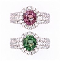 Color Change Alexandrite VS1 Diamond Platinum Ring