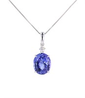 Fancy Tanzanite & Diamond 14k White Gold Necklace