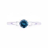 Blue Diamond 14k White Gold Three Stone Ring