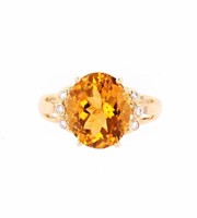 Opulent Citrine & Diamond 14k Yellow Gold Ring