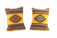 Saltillo Amarillo Wool Set of Two Pillows E. Reyna