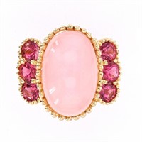 Pink Opal & Pink Topaz 14k Yellow Gold Ring