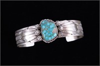 Navajo Kingman Turquoise & Sterling Silver Cuff