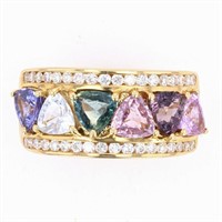 Natural Fancy Sapphire & Diamond 14k Gold Ring