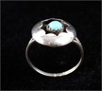 Navajo Sterling Silver & Turquoise Shadowbox Ring